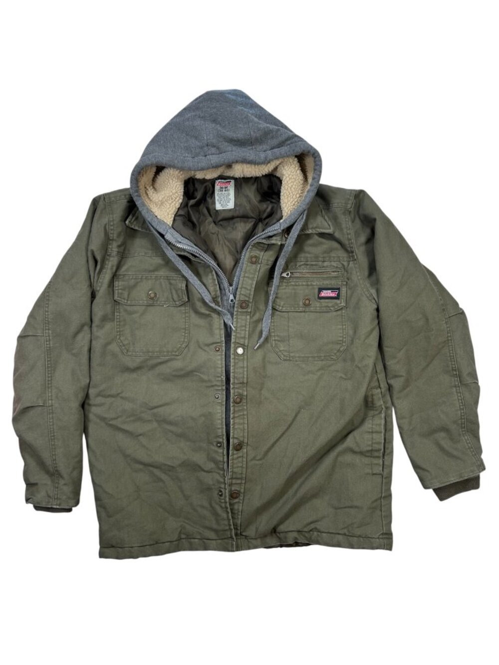 Dickies 38-40 Men Sherpa Hooded Coat Green Work Outdoors